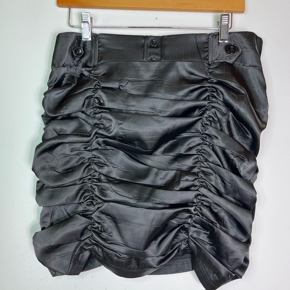 Tess Black Ruched Mini Skirt L Gothic Y2K Club Avant Garde Whimsigoth Steampunk - Picture 7 of 10